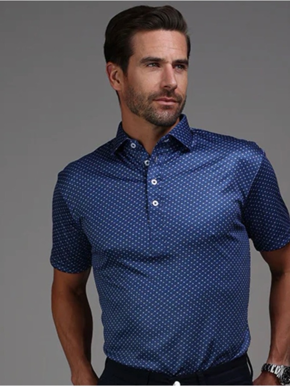 Collars & Co Navy Pattern Semi-Spread Collar Polo – Men’s XL – NWT